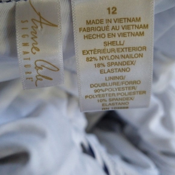 Anne Cole One Piece Swimsuit Navy White Nautical 12 NWT - Picture 3 of 4